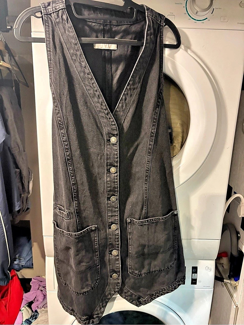 We The Free Black Denim Mini Dress